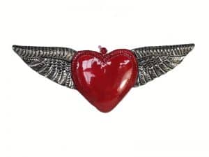 Red Heart with Wings Ornament
