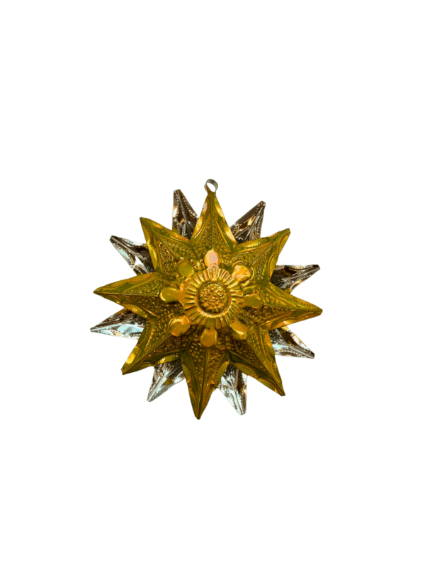 16 Point Yellow Star Ornament, 6.5 inches
