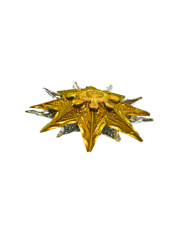 16 Point Yellow Star Ornament, 6.5 inches, Side View