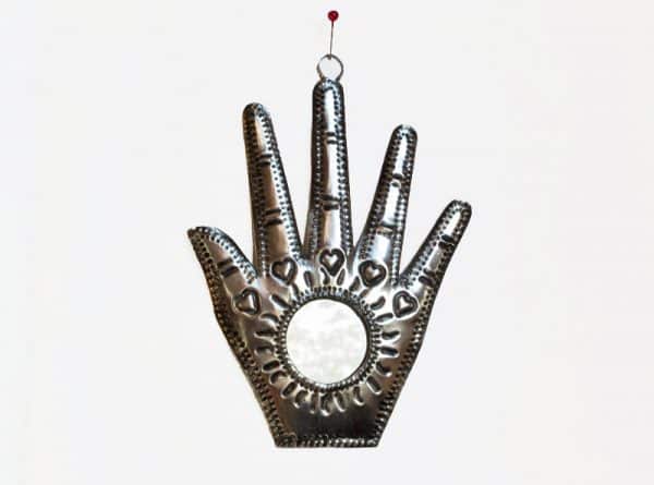 Open Hand with Mirror Ornament Front