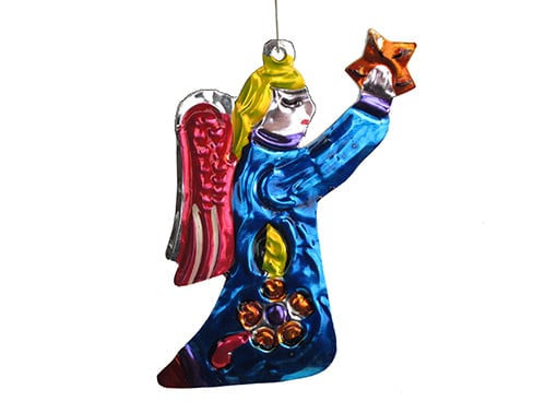 Angel Kneeling with Star, punched tin ornament