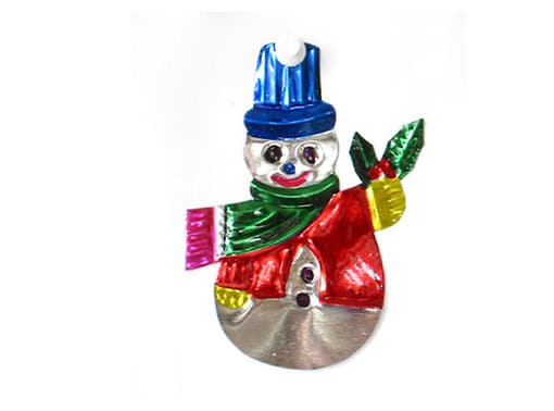 Snowman Ornament, tin Christmas ornament