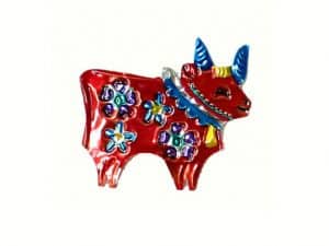 Bull, painted tin, flat ornament