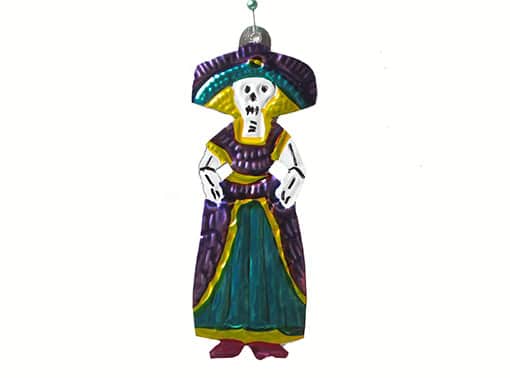 La Catrina, Mexican tin figure, 4.5-inch