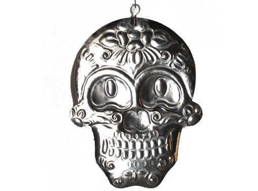 Silver Skull Ornament, back view