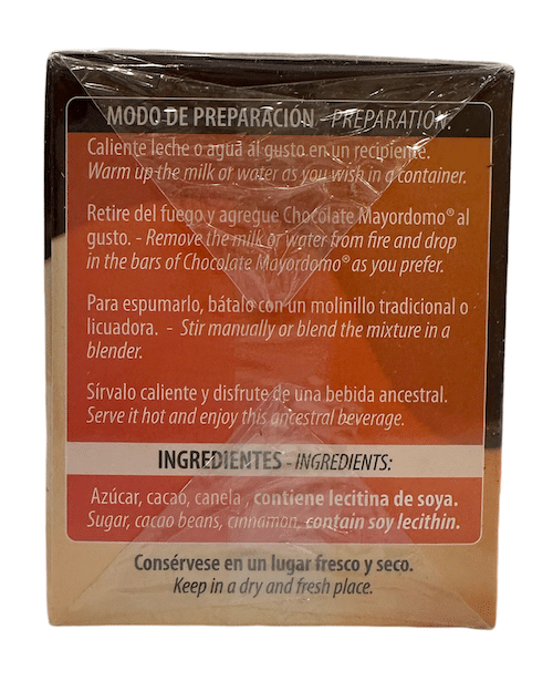 Classic Chocolate by Mayordomo, Preparation Label