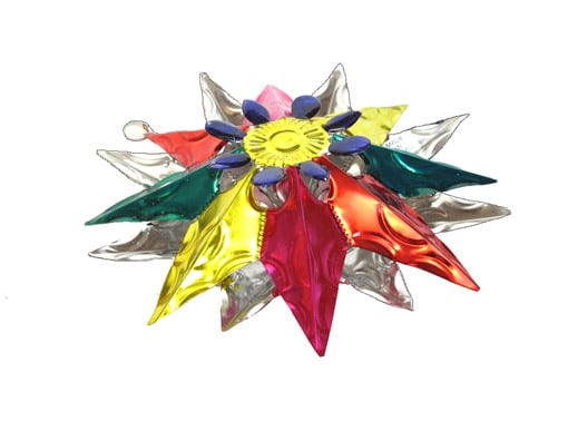 Tin Star Christmas Ornament, multicolor, 6 inch with 16 points