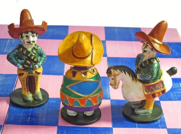 CHESS SET Mexican Theme, Paper Maché Figures, Super-Size, Handcrafted in Mexico