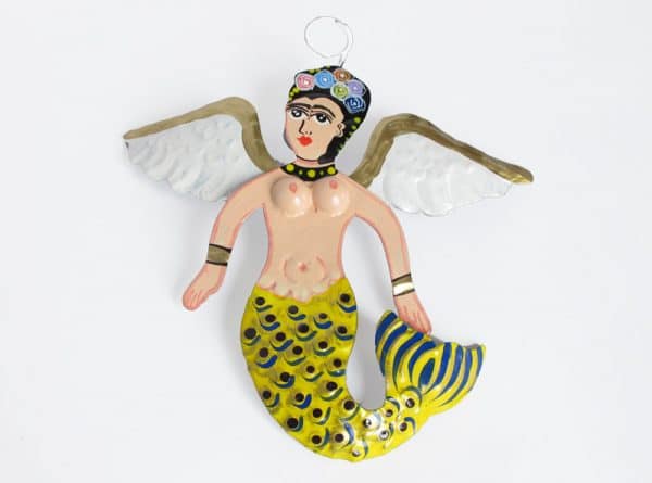 Mermaid Angel Ornament, yellow fin