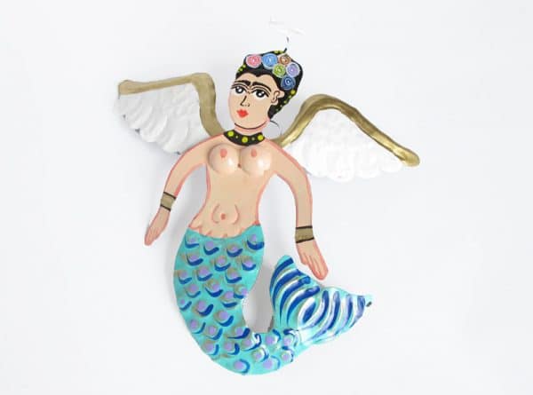 Mermaid Angel Ornament, blue fin