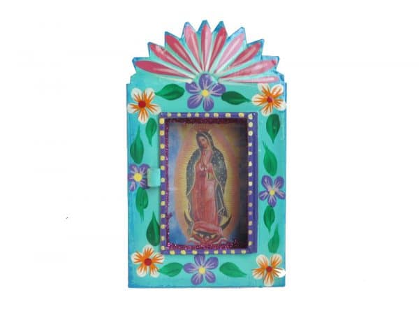 Turquoise Nicho With Lady of Guadalupe, front view
