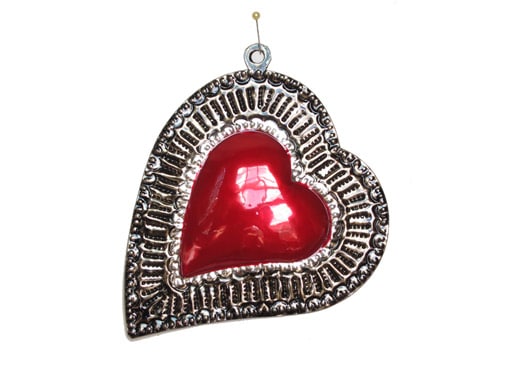 Curved Heart With Embossed Border Ornament