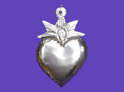 Tin Heart Ornament, wall decor by Carlos, 6-inch tall, style #1