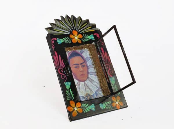Frida Kahlo, Tin Nicho, black frame, wall art, 6-inch