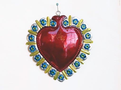 Heart with Blue Flowers Ornament