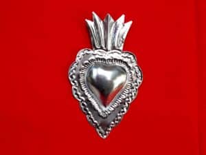 Silver Flaming Heart Ornament