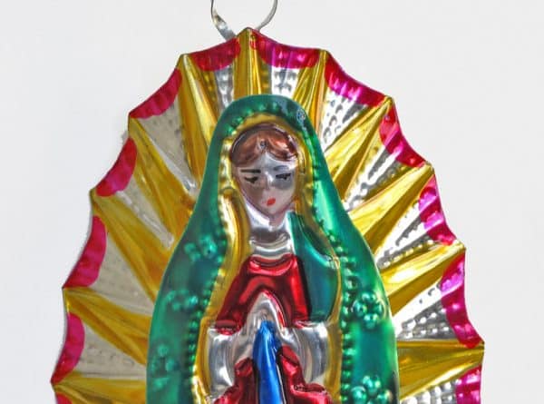 Lady of Guadalupe, tin wall plaque