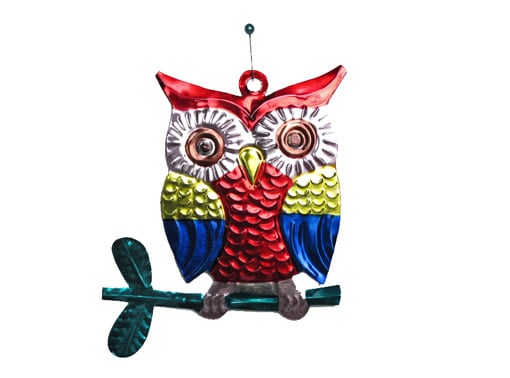 Perched Owl Ornament, multicolor, by HG