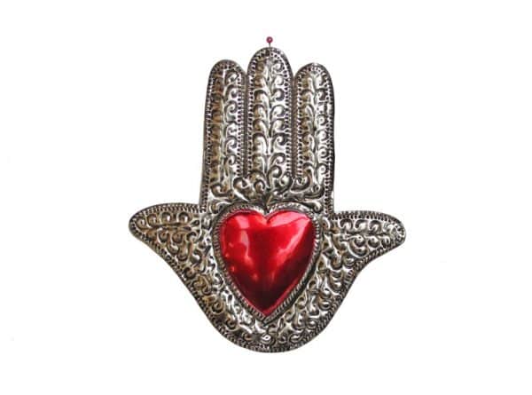 Heart In Hamsa Hand Embossed Ornament