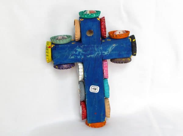 Wall Cross with Bottle Caps, back view
