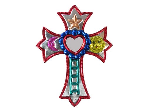 Celestial Cross With Mirror, red border accent, front view