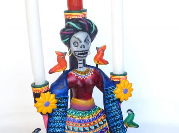 Skeleton Frida Candelabra, Face Detail