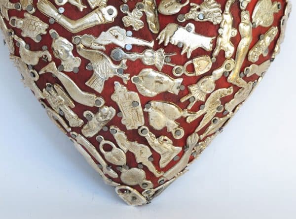 Red Heart With Milagros Wall Art, detail view