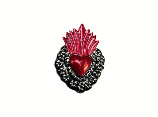 TIN MAGNET - Sacred Heart with Flame #2