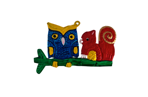 Owl and Squirrel Ornament, Product Picture