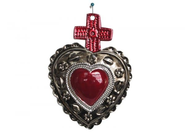 Heart with Red Cross Ornament, front
