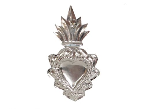 Heart with Red Flame, aged-look border, 6-inch (MARO)