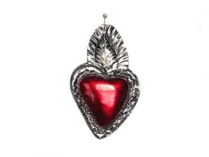 Milagro Heart Ornament w/antique finish, 4-inch, by FA