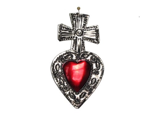 Heart with Silver Cross Ornament