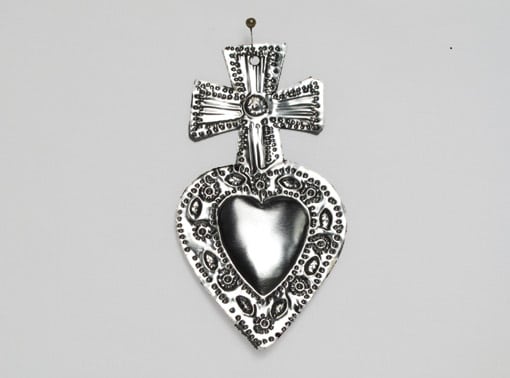 Heart with Silver Cross Ornament, back