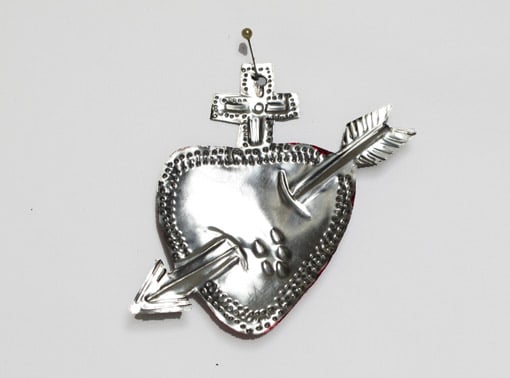 Sacred Heart with Arrow Ornament, back