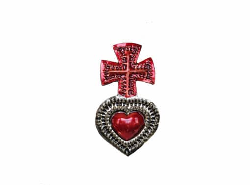 TIN MAGNET - Heart with Red Cross