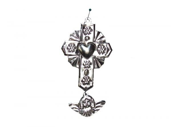 Cross With Angel Milagro Ornament, front view