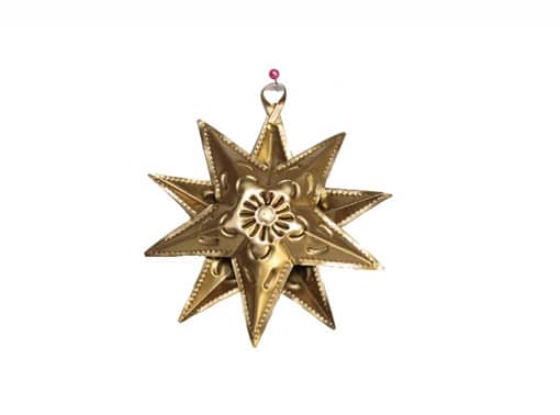 Tin Star Christmas Ornament, Gold, 3.5 inch with 10 points