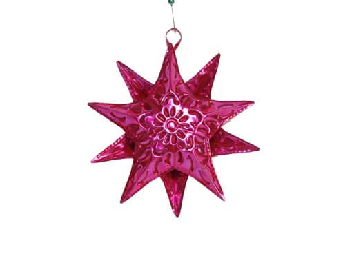 Shiny Pink Star Ornament , 4-inch with 10 star points