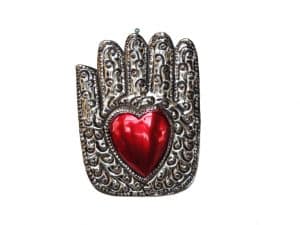Hamsa Hand Embossed with Heart Ornament