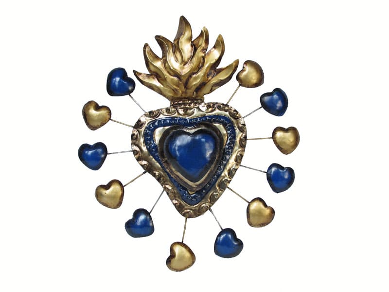 Blue & Gold Hearts Wall Plaque
