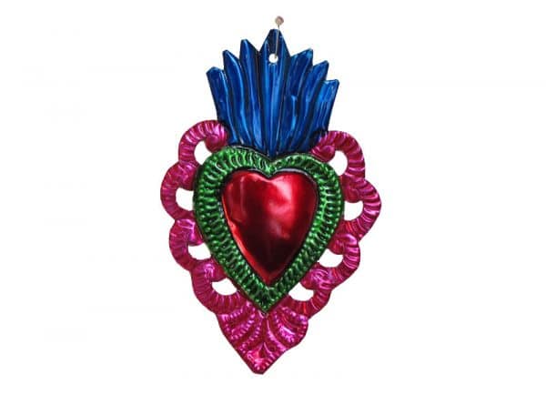 Heart With Pink Border Ornament (FA), 5.75-inch