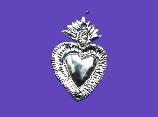 Tin Heart Ornament by Carlos, 4-inch, style #10