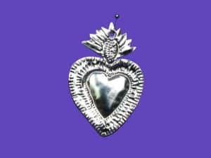 Silver Flaming Heart Ornament by Carlos, 4-inch