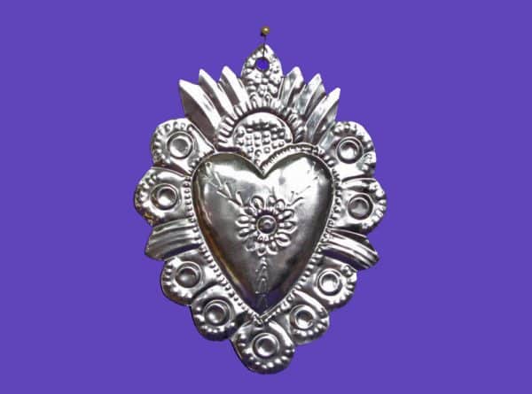Embossed Silver Heart Ornament