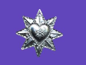 Silver Heart In Star Ornament