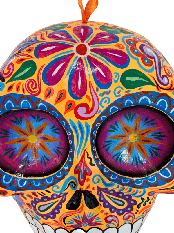 Orange Skull Mask 22 inches Top Detail