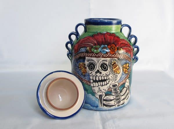 Catrina Face Urn, Front View Lid Off
