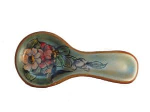 Spoon Rest #7, Floral design, matt finish, stoneware
