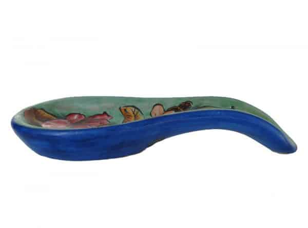 Green Floral Spoon Rest, side view